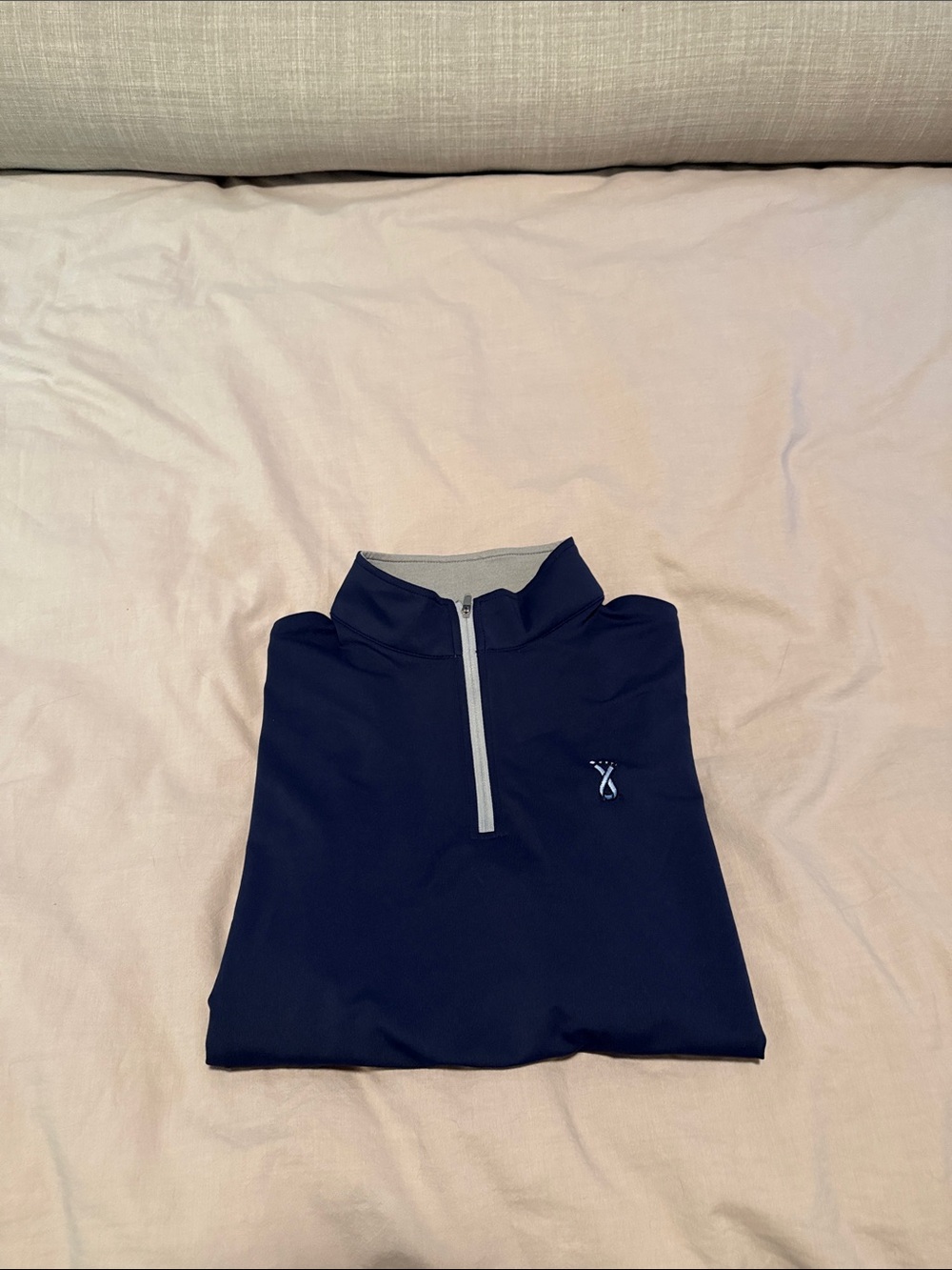 Men's Navy UNC Breast Cancer Awareness Peter Millar Quarter-Zip. Size: Large